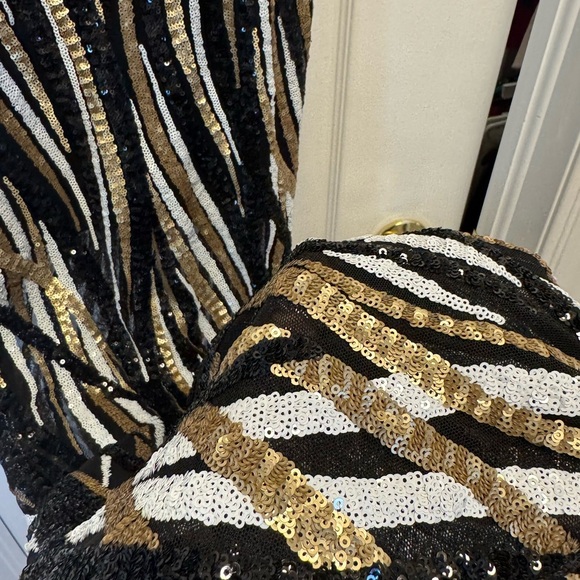 Marciano Black and Gold Sequin Backless Dress - Picture 7 of 11